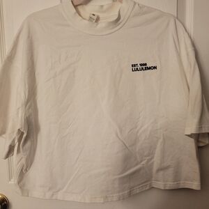 lululemon athletica White Cropped Oversized Boxy Logo Tee - EST. 1998